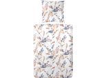Bettwäsche PRIMERA "Windspiel", beige (creme, grau), B/L: 155cm x 220cm, 1 Stk., 1 Stk., Renforcé (Bio-Baumwolle), B/L: 80cm x 80cm, 2 Stk., Renforcé (Bio-Baumwolle), Obermaterial: 100% Baumwolle, Bettwäsche, Bettwäsche, mit frischen Blumenranken