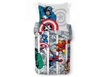 Kinderbettwäsche MARVEL "Marvel Comics Bettbezug-Set 135x200 cm + Kissenbezug 80x80 cm", bunt (weiß), B/L: 137cm x 200cm, 1 Stk., 1 Stk., Washed Cotton, B/L: 80cm x 80cm, 2 tlg., Washed Cotton, Obermaterial: 100% Baumwolle, Bettwäsche, Kinderbettwäsche, 100 % Baumwolle, maschinenwaschbar, wendbar