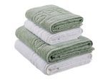 Esprit Frottierset, Weiß, Salbeigrün, Textil, 4-teilig, Uni, 50x100 cm, saugfähig, Badtextilien, Handtuch-Sets