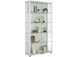 Vitrine, Klar, Hellgrau, Kunststoff, 4 Fächer, 96x190x36 cm, Wohnzimmer, Wohnwände, Vitrinenschränke
