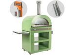Clementi Gold - Holzbackofen mit Gestell für den Außenbereich - Backfläche 80 x 60 - 4 Pizzen - Grün