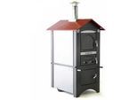 AgriEuro Medius 80 EXT - Holzbackofen - mit Lüftungssystem und rotem Dach