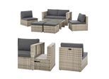 Juskys Polyrattan Gartenmöbel Set Salou - Outdoor Lounge für 6 Personen, wetterfest - Grau