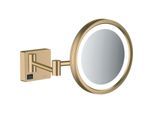 hansgrohe AddStoris Rasierspiegel 41790140 3-fach Vergrößerung, mit LED Leuchte, Wandmontage, brushed bronze