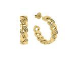 Paar Creolen JOOP "Schmuck, Geschenk", gelbgoldfarben, kristallweiß, kristallweiß, Ohrringe, Damen, 25mm, Edelstahl, mit Zirkonia (synth.)