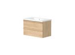 Waschtisch WELLTIME "Only inklusive Waschbecken, Schubladen mit Vollauszug", light oak, eiche, B:81cm H:53,5cm T:46,5cm, Waschtische, Waschtisch, Badmöbel in verschiedenen Breiten, mit Soft-Close Funktion, FSC