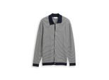 TOM TAILOR Herren Strickjacke mit Polokragen, blau, Gestreift, Gr. M