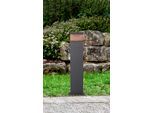 LED Sockelleuchte HEITRONIC "Manao", grau (anthrazit), B:22cm H:100cm T:13,3cm, Leuchten, Holzdekor, Standleuchte, Außenlampe, Standlampe, Sockellampe