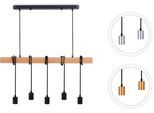 PACO HOME Pendelleuchte "SINA", schwarz (schwarz bronze), H: 5cm, Leuchten, LED Pendelleuchte Hängelleuchte Wohnzimmer Esszimmer Vintage Holz E27, Pendelleuchte