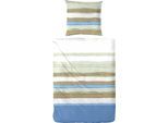 Bettwäsche PRIMERA "Renforce Bettwäsche Slushy", blau, B/L: 135cm x 200cm, 1 Stk., 1 Stk., Renforcé, B/L: 80cm x 80cm, 2 Stk., Renforcé, Obermaterial: 100% Baumwolle, Bettwäsche, Bettwäsche, mit spannenden Verläufen