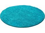 Hochflor-Teppich AYYILDIZ TEPPICHE "Life Shaggy 1500" Gr. 10, blau (türkis), H:30mm Ø:200cm, Kunstfaser, Teppiche, auch in rechteckig, Wohnzimmer, Langflor, große Farbauswahl
