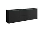P & B Lowboard , Schwarz , Holzwerkstoff , 4 Fächer , 2 Schublade(n) Schubladen , kaltweiss , 180x61.8x34.5 cm , FSC , stehend, Beleuchtung , Wohnzimmer, TV Möbel, Lowboards, Lowboards stehend