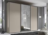 Schwebetürenschrank STAUD "Sinfonie Plus, edles Design in hochwertiger Qualität, Made in Germany", beige (sand), B:298cm H:240cm T:68cm, Holzwerkstoff, Schränke, Schwebetürenschrank, Mit Spiegeltür und vier verschiedenen Ausstattungsvarianten