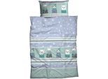Bettwäsche CASATEX "Nisa", bunt (bleu, mint), B/L: 135cm x 200cm, 1 Stk., 1 Stk., Biber, B/L: 80cm x 80cm, 2 Stk., Biber, Obermaterial: 100% Baumwolle, Bettwäsche, Bettwäsche, lustiges, niedliches, fröhliches Design