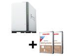 Synology DiskStation DS223J 2 Einschübe NAS-Server Leergehäuse + 16TB (2x8TB) Toshiba N300 SATA 3.5" HDD Festplatten