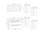 VCM 5-tlg. Waschplatz Waschtisch Waschbecken Unterschrank Breite 80 cm Badmöbel Set mit Schubladen Drehtüren Spiegel Badinos