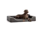 Tierlando ® Orthopädisches LUXUS-Hundebett MELODY LATEX Soft Kunstleder Velours schwarz/ graphit 85 cm, 22 cm, 60 cm