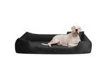 Tierlando VINCENT High-Tech-Velours (Triton) und Cord - Orthopädisches Hundebett schwarz 1,1 m, 25 cm, 90 cm