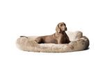 Tierlando ® Orthopädisches Hundebett PAMELA Shaggy kuscheliger Langflor beige 1,75 m, 20 cm, 1,15 m