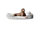 Tierlando ® Orthopädisches Hundebett PAMELA Shaggy kuscheliger Langflor weiß/ grau 1,75 m, 20 cm, 1,15 m