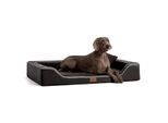 Tierlando ® Orthopädisches LUXUS-Hundebett MELODY LATEX Soft Kunstleder Velours schwarz 1,2 m, 22 cm, 85 cm