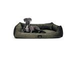 Tierlando BRUCE VELOURS - Orthopädisches Hundebett Soft dunkles olivgrün 1,1 m, 25 cm, 90 cm