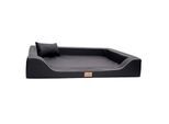 Tierlando MELODY LATEX - Orthopädisches LUXUS-Hundebett mit Anti-Haar Kunstleder schwarz 1,2 m, 22 cm, 85 cm