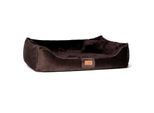 Tierlando FLOYD - Ultraweiches orthopädisches Hundebett High-Tech-Velours und Plüsch VISCO braun 1,2 m, 25 cm, 85 cm
