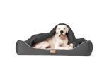 Tierlando RUDOLPH - Orthopädisches Hundebett inkl. Schonbezug mit Hundedecke schwarz/ graphit 1,1 m, 25 cm, 90 cm