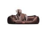 Tierlando LOUIS - Orthopädisches Hundebett aus gestepptem Kunstleder braun 80 cm, 22 cm, 60 cm