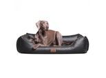 Tierlando LOUIS - Orthopädisches Hundebett aus gestepptem Kunstleder schwarz/ graphit 80 cm, 22 cm, 60 cm