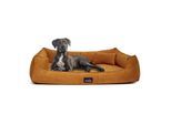 Tierlando BRUCE VELOURS - Orthopädisches Hundebett Soft orange/ braun 1,3 m, 25 cm, 1 m