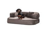 Tierlando SHARLEEN VISCO PLUS - Orthopädisches Hundesofa mit kuscheligem Teddystoff graphit/nature 80 cm, 30 cm, 60 cm