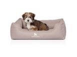 Knuffelwuff Orthopädisches Hundebett Luisa aus Velours mit feinem Handwebcharakter Sunshine Edition
