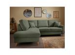 Livetastic Ecksofa Valentina, Dunkelgrün, Holz, Buche, Uni, 4-Sitzer, Füllung: Schaumstoff, Ottomane links, L-Form, 230x200 cm, Made in EU, Liegefunktion, Schlafen auf Sitzhöhe, Rücken echt, Wohnzimmer, Sofas & Couches, Wohnlandschaften, Ecksofas