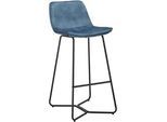 Barhocker Nery Blau Samt Gepolstert