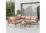 Loungegarnitur Livia Rosa Outdoorstoff/Holz