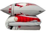 Bettwäsche SCHIESSER "Balduin aus weichem Baumwollflanell mit Winterprint", grau, B/L: 135cm x 200cm, 1 Stk., 1 Stk., Feinbiber, B/L: 80cm x 80cm, 2 Stk., Feinbiber, Obermaterial: 100% Baumwolle, Bettwäsche, Bettwäsche, Made in Green