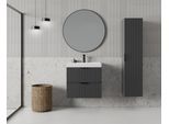 Waschtisch WELLTIME "HARMONY mit Waschbecken, Breite 60 oder 80cm, modernes Design", grau (anthrazit, anthrazit), B:60cm T:45cm, Waschtische, Waschtisch, Schrank mit 2 Schubladen, Soft-Close-Function, Paneeloptik