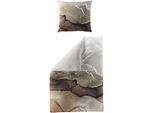 Bettwäsche BIBERNA "5192", braun, B/L: 135cm x 200cm, 1 Stk., 1 Stk., Mako-Satin, B/L: 80cm x 80cm, 2 Stk., Mako-Satin, Obermaterial: 100% Baumwolle, Bettwäsche, Bettwäsche, Mako-Satin, 100 % Baumwolle, pflegeleicht; Digitaldruck