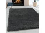 Hochflor-Teppich AYYILDIZ TEPPICHE "FLUFFY 3500", grau, B:280cm H:50mm L:370cm, Polypropylen (PP), Teppiche, Langflor, Shaggy, uni, robust, auch in rund erhältlich, Wohnzimmer
