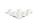 Tasse VILLEROY & BOCH "Espressotassen mit Untertassen White Pearl 70 ml 6er Set weiß", weiß, Porzellan, Trinkgefäße, Tasse