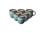 Tasse "Kaffeetassen Lave 190 ml 6er Set", blau (glacé), Steingut, LIKE. BY VILLEROY & BOCH, Trinkgefäße, Tasse