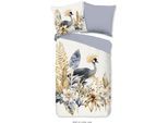 Wendebettwäsche GOOD MORNING "Loha", blau, B/L: 200cm x 200cm, 1 Stk., 2 Stk., Renforcé, B/L: 80cm x 80cm & 80cm x 80cm, 3 Stk., Renforcé, Obermaterial: 100% Baumwolle, Bettwäsche, Wendebettwäsche, 100% Baumwolle, 135x200, Reißverschluss, Wendeoptik, Blau, Natur