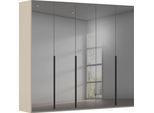Drehtürenschrank RAUCH "Kleiderschrank Schrank Garderobe Wäscheschrank BESTSELLER MONTCLAR", beige (fango, grauspiegel, griffe schwarz), B:251cm H:223cm T:60cm, Holzwerkstoff, Schränke, Drehtürenschrank, Front in Glas/Hochglanz/Dekor/Grauspiegel in 5 Breiten MADE IN GERMANY