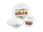 Kindergeschirr-Set SELTMANN WEIDEN "Kindergeschirr Set Compact Auf der Baustelle bunt", bunt, Porzellan, Geschirr-Sets