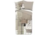 Wendebettwäsche "Claires", beige (sand), B/L: 135cm x 200cm, 1 Stk., 1 Stk., Microfaser, B/L: 80cm x 80cm, 2 Stk., Microfaser, Obermaterial: 100% Polyester, PURE LUXURY COLLECTION, Bettwäsche, Wendebettwäsche, Mikrofaser, Pflegeleicht, Reißverschluss, Wendeoptik, Abstrakt, Sand