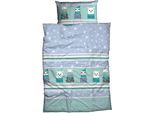 Bettwäsche CASATEX "Nisa", bunt (bleu, mint), B/L: 155cm x 220cm, 1 Stk., 1 Stk., Biber, B/L: 80cm x 80cm, 2 Stk., Biber, Obermaterial: 100% Baumwolle, Bettwäsche, Bettwäsche, lustiges, niedliches, fröhliches Design