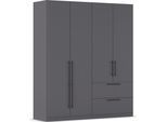 Kleiderschrank RAUCH "Drehtürenschrank Schrank Garderobe Wäscheschrank Schlafzimmer AVOLA", grau (graumetallic), B:181cm H:210cm T:54cm, Holzwerkstoff, Schränke, Kleiderschrank, mit hochwertigen Stangengriffen in Schwarz aus Metall MADE IN GERMANY