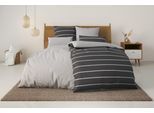 Bettwäsche OTTO HOME "Katja", grau (anthrazit), B/L: 155cm x 220cm, 1 Stk., 1 Stk., Linon, B/L: 80cm x 80cm, 2, Linon, Obermaterial: 100% Baumwolle, Bettwäsche, Bettwäsche, Bettwäsche aus Baumwolle, Bettwäsche mit Streifen-Design, Wendeoptik